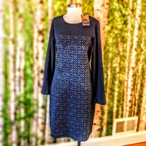 Dolcezza Color Crescendo Midi Sweater Dress in navy blue, NWT - XS